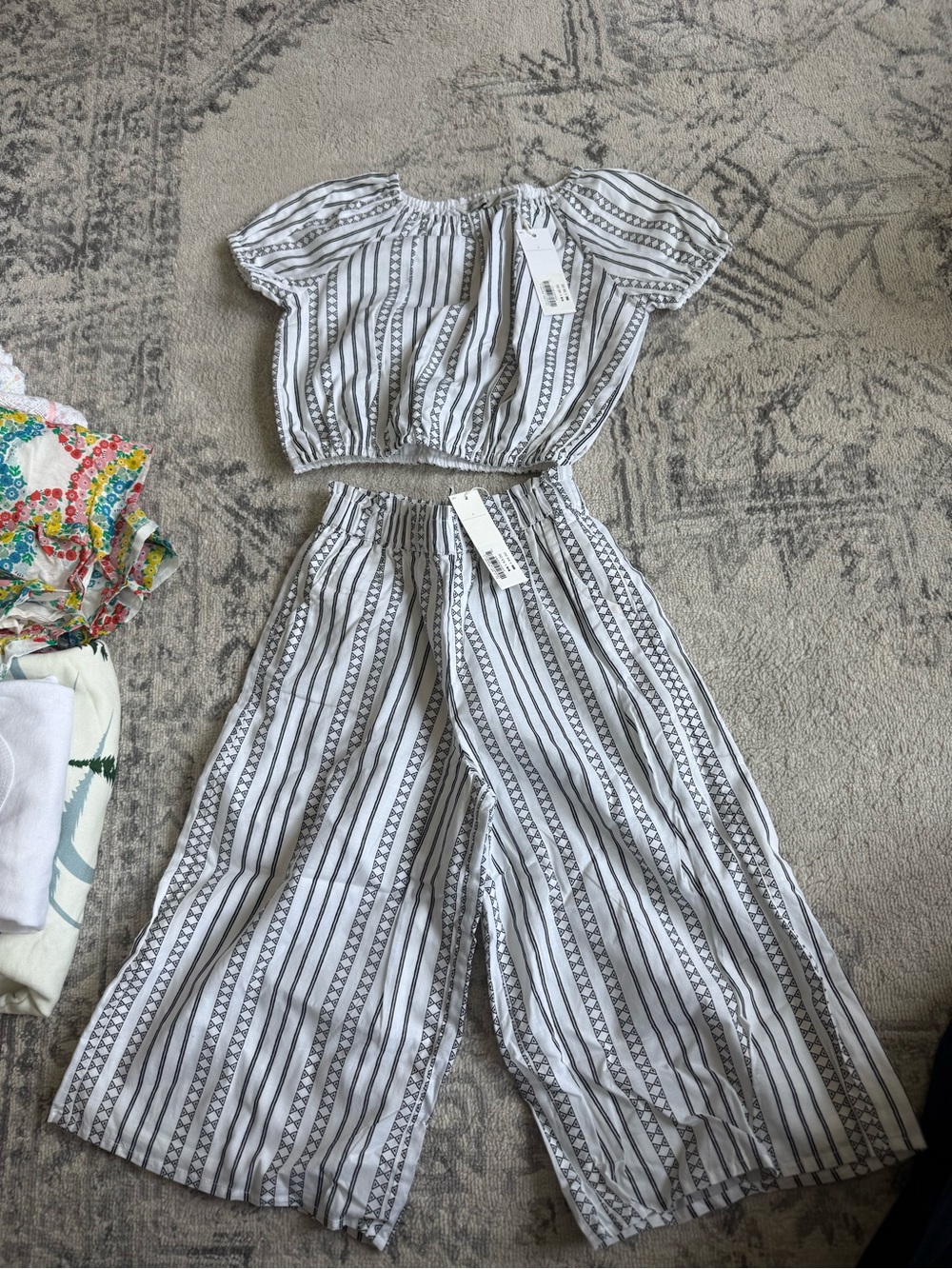NWT Janie and Jack White & Black Striped Two-Piece Set size 4
